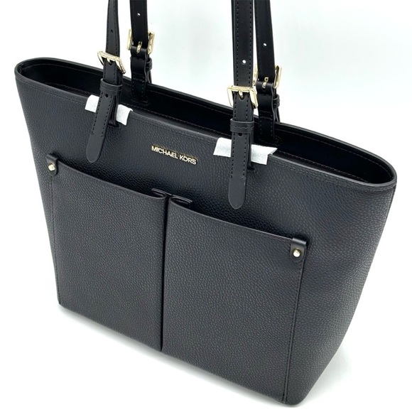 Michael Kors Jet Set Medium Pocket Tote Bag & Continental Wallet Wristlet Black - Picture 9 of 13